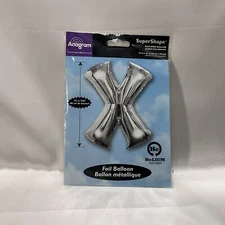 Anagram Balloons (Letter X) Foil Mylar Balloon 27” X 35” Silver New!!!