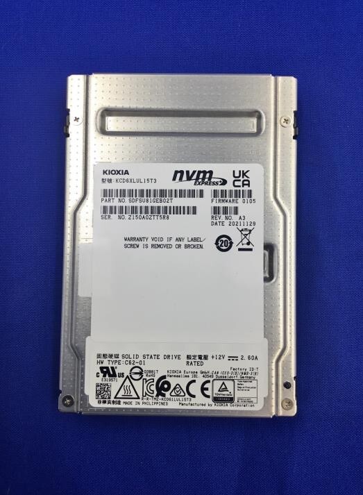 David15.6新品SSD VUL23/F-5 8GB DVD I3 Kioxia KCD6XLUL15T3 CD6-R 15.36TB NVMe PCIe4x4 2.5