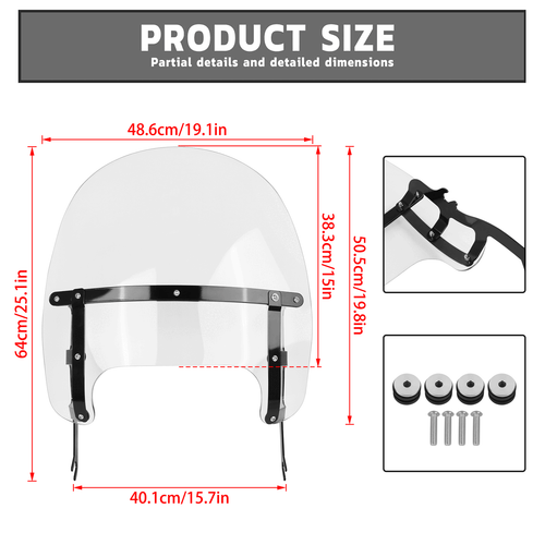 15" Windscreen Windshield Compatible With Harley Fat Boy FLFB FLFBS 2018-2023 - Picture 3 of 11