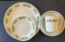 U Pick - Corelle Christmas Winter Holly Berry Cup Saucer Bowl Dinner Dish Plate