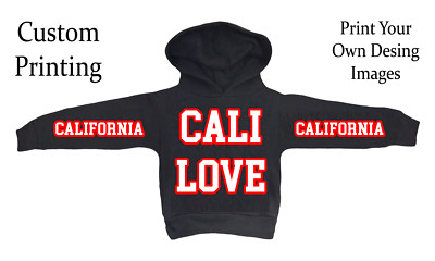 Toddler Black Hoodie No Pockets All Sizes Red White CALI LOVE