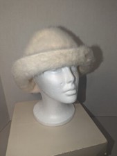 Vintage Women's Kangol Furgora Angora Fur Ivory 7" Hat Made In England