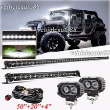 50 Inch Led Light Bar 20 4 Pods Combo Kit Fit Jeep Wrangler Jk Tj Yj Cj
