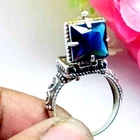 Blue Sapphire "lab created Gemstone Handmade Poison Ring,925  Silver Poison Ring