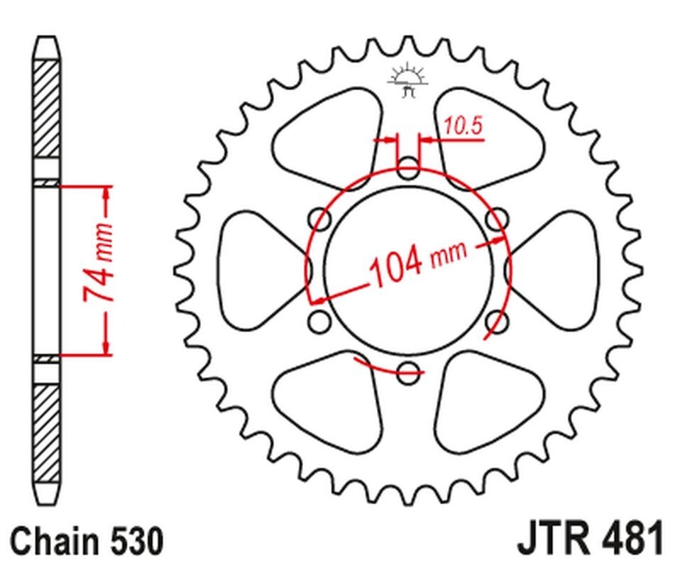 Pignon arrière JT 481 42 en acier carbone pour transmission Kawasaki Z 650