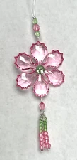 Ganz Crystal Expressions Daisy Bloom Acrylic Ornament 6" Light Pink w/Beads (A)