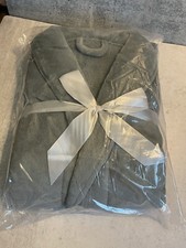 Bathrobe Fleece Grey Plush Microfiber Bath Collar Spa Robe Unisex NWT