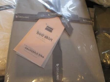 West Elm 400 TC sateen organic  bedskirt bed skirt platinum California King 15" 