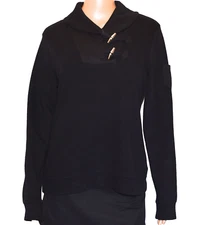 LAUREN RALPH LAUREN Toggle Closure Shawl Collar Black Top Pullover Size L