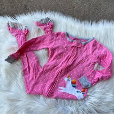 Carter  s Pink and White Polka Dot Unicorn Stitched Footie Pajamas