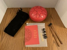 Steel Tongue Drum, Handpan Drum -6 inch with carrying bag and mallets & Music Bk