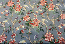 Waverly Mudan Tea Berry Floral Birds Drapery Upholstery Fabric By the Yard