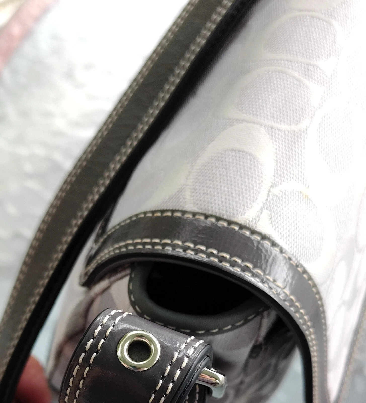 Coach F13972 Borsa Portafoglio MEDIA Vintage Y2K Soho Grigio Chiaro Firma C