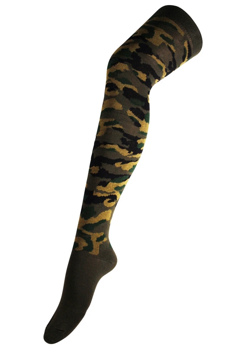 Camo thigh top high socks