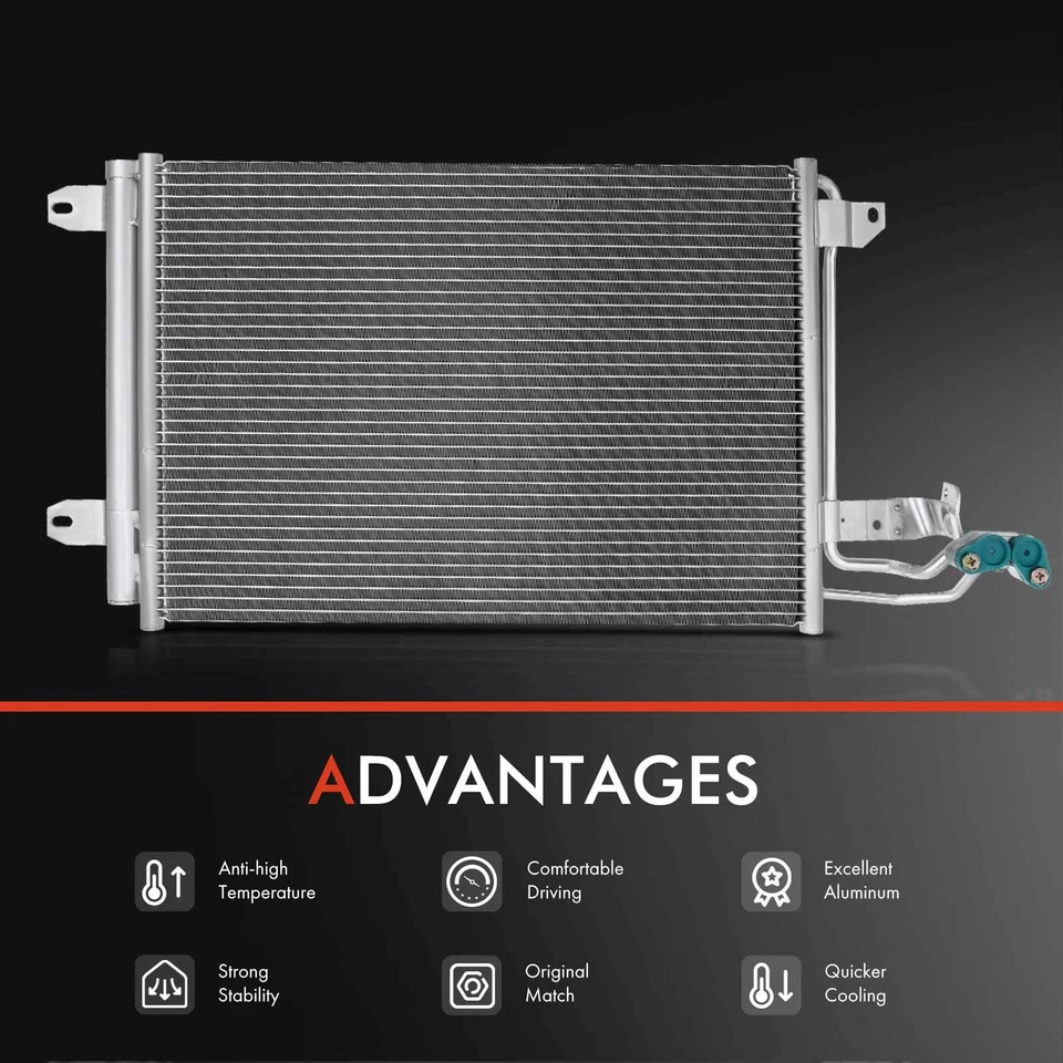 Kit de refrigeración radiador y condensador de aire acondicionado para Audi A3 2009-2010 2012 Volkswagen GTI Foto 2 de 4