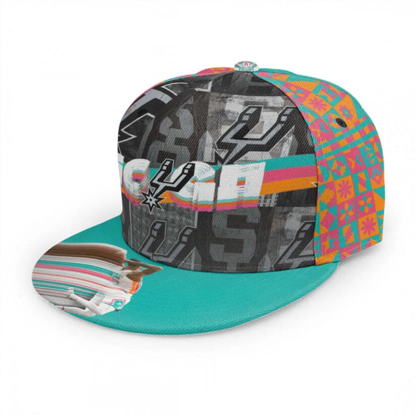 Spurs Embroidered Flat Bill Snapback Cap