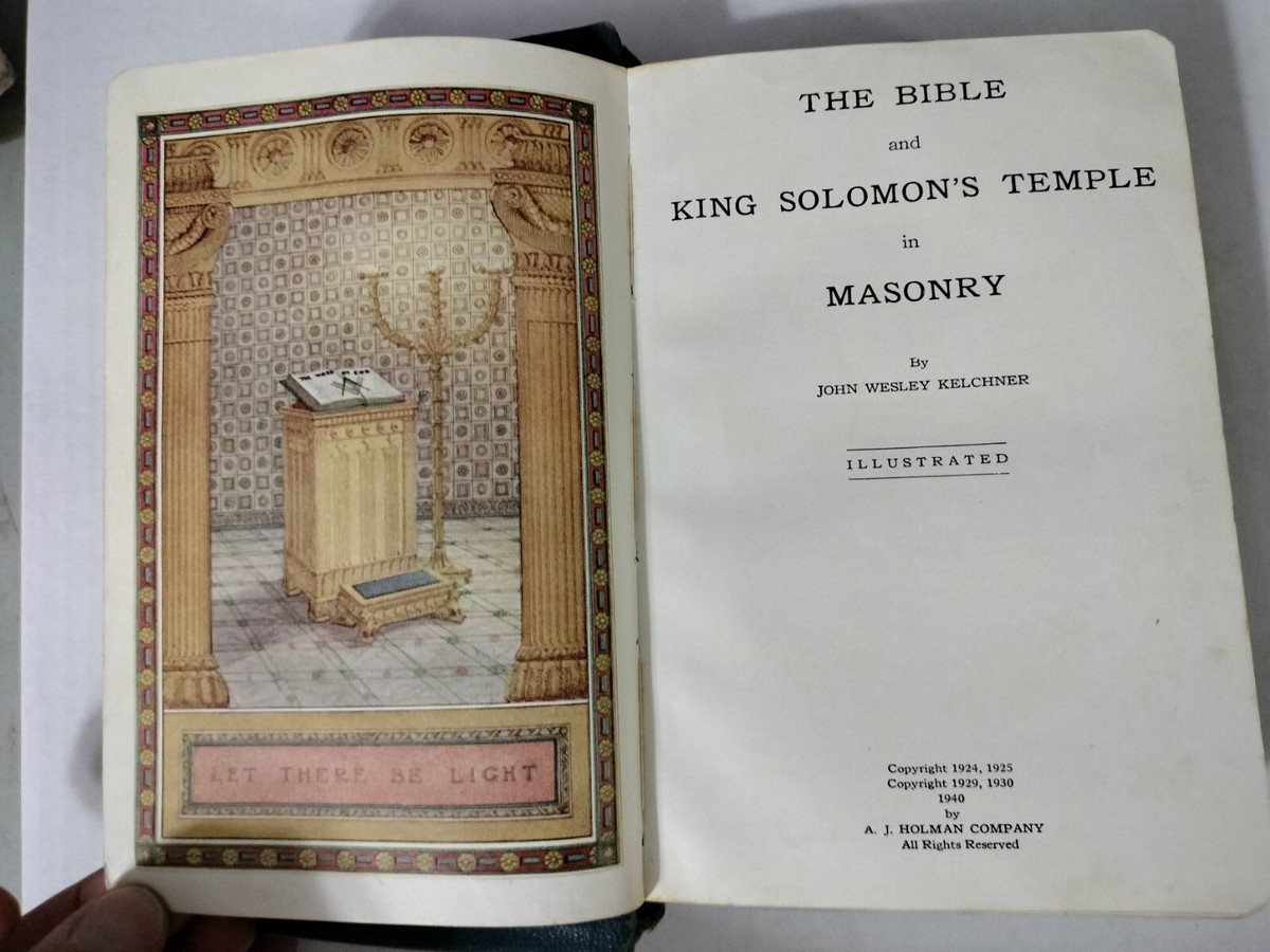 Vintage 1940 Masonic Edition Holy Bible Temple Illustrated Masonry