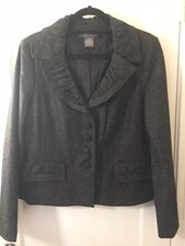 Women s George ME Designs by Mark Eisen Blazer Jacket Dark Grey Tweed Size 12