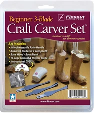 Carving Tools, Beginner Craft Carver Set, 3 Carving Blades, Palm Handle and DVD