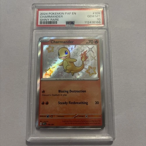 Pokemon 2024 Paldean Fates Charmander Shiny Rare Holo Card 109/91 PSA 10