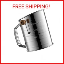 Bellemain 3 Cup Flour Sifter for Baking Fine Mesh Rotary Hand Crank with Loop Ag