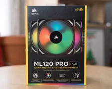 Corsair ML120 PRO RGB 3-Pack with Lighting Node PRO 120mm Mag Lev Fans - Unused