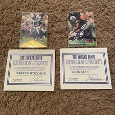 Darren Woodson & Leon Lett Signed Skybox Cards With Authenticity Certificate
