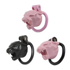 New Male Chastity Cage Device Leopard Head Design Cage Lock with 4 Size Rings