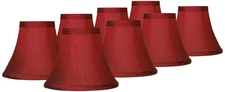 Set of 8 Bell Lamp Shades Deep Red Faux Silk Small 3x6x5 Candelabra Clip-On