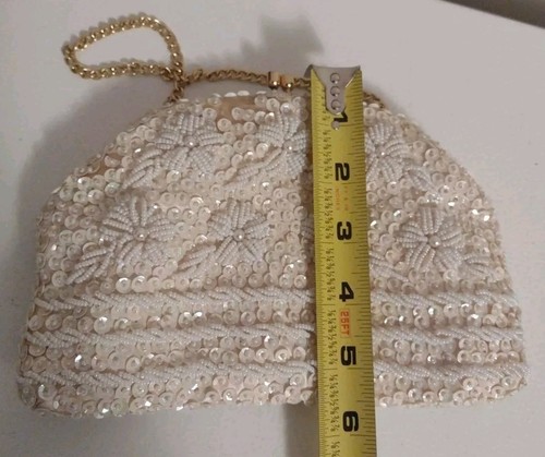 Vtg 40-50s Richere Sequin Beaded Pearl Evening Clutch Purse Handmade Hong Kong - Picture 9 of 10