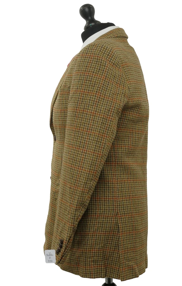 Harris Tweed Herren Sakko Jackett 48 grün oliv kariert Einreiher 2-Knopf - Bild 4 von 4