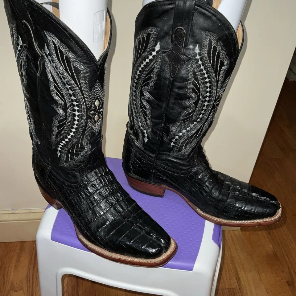 Men’s Ferrini Authentic Black Caiman Alligator Cowboy Boots 9 EE - Image 3 of 4