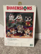 New Dimensions Cross Stitch Kit Merry Kittens Ornaments Set of 6 Morehead Cats