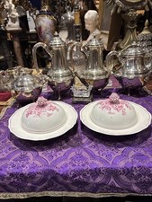 2 small plates porcelain bell broths Fabrique Royale De Limoges flowers