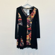 Fun Collection Dress Womens Size 18 Black Multicoloured Long Sleeve V Neck