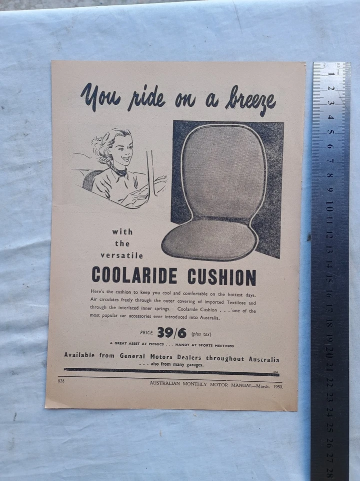 Coolaride Cushion Advertisement Removed from a Magazine GMH Holden Vauxhall Ford - image 1 of 1