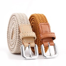 Unisex Woven Canvas Elastic Belt for Jeans Dresses Casual Formal Wear Adjustable