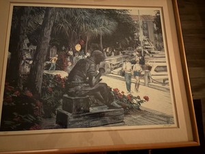 Joyce Nagel Hilton Head SC Signed And No. 61/250 Depicts Statue Out To Lunch