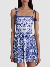 Women Alice + Olivia Floral Backless A-line Mini Dress