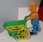 Vintage Plastic Wind-Up Hector’s (Hectors House) Wheelbarrow Toy. Marx Toys, EX.