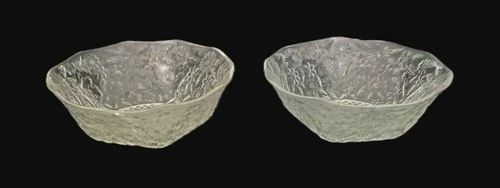 Set of 2 Indiana Depression Glass Clear Pineapple and Floral Serving Bowls !