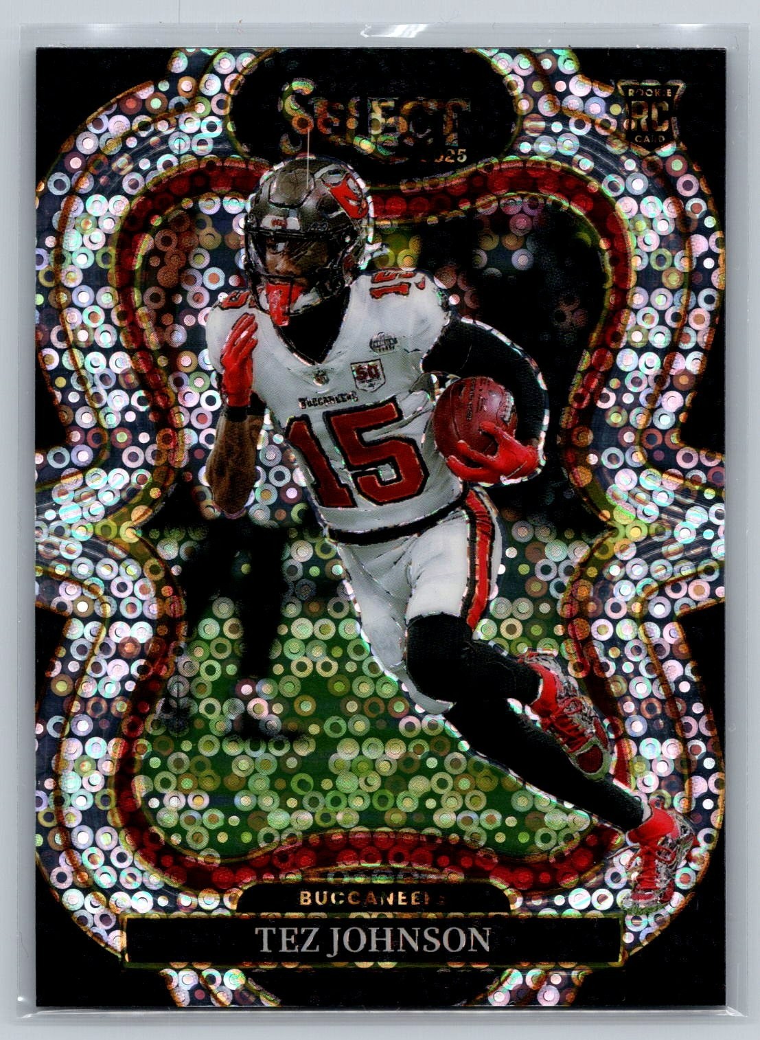 2025 Panini Select Suite Level Tez Johnson #338 Disco Prizm Rookie Buccaneers
