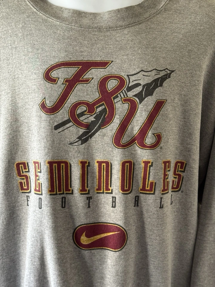 90s Vintage Nike FLORIDA STATE SEMINOLES Football Crewneck Sweatshirt - Men’s XL - Image 2 of 4