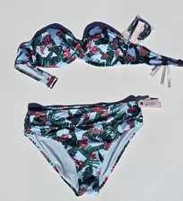 Victoria's Secret Tropical Floral Palm Leaf Bikini Set Womens Size 36C/Large