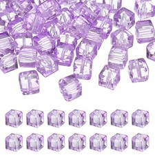 10mm Crystal Cube Beads, 50 Pcs Square Glass Beads Loose Spacer Beads, Purple