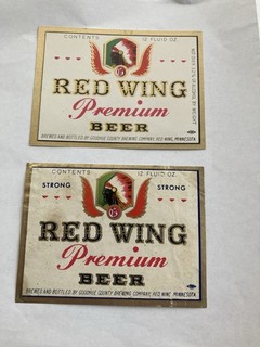 2 Red Wing Beer Labels Red Wing MN Minnesota