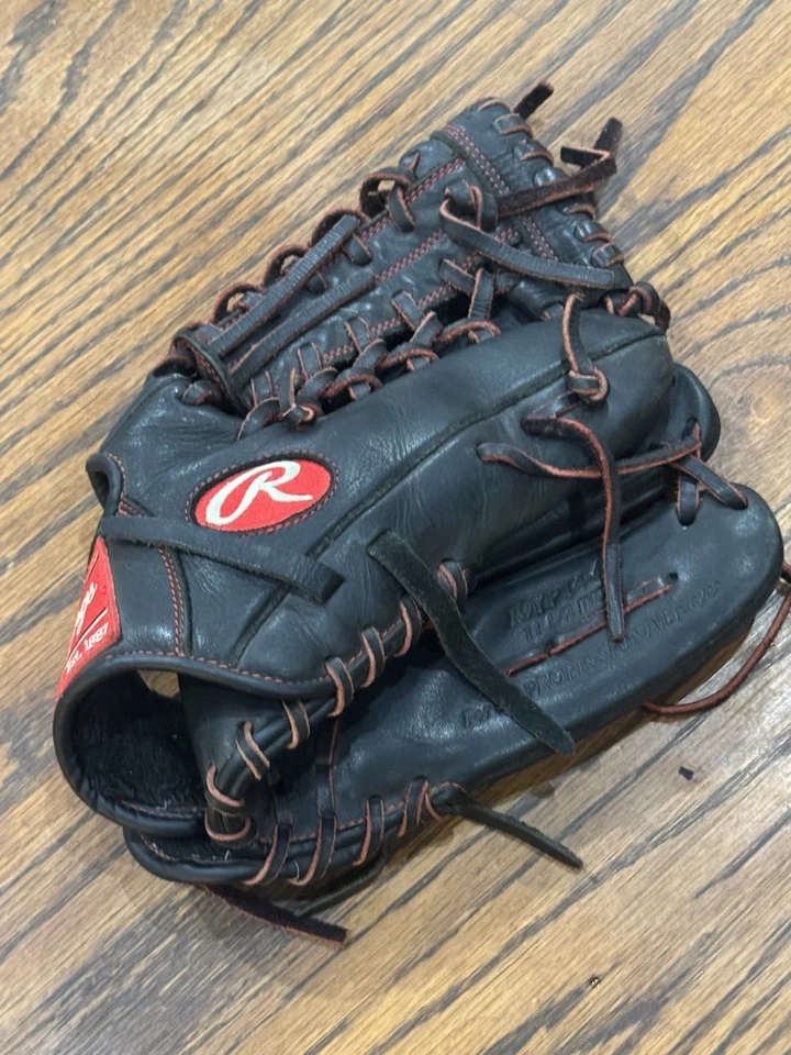 Rawlings R9YPT4-4B 11.5 英寸棒球手套黑色红色 YPT 图案 R9 内场 RHT — 第 3/4 张图片