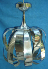 Suspension en Métal Chromé à Lames Bombées Cintrées, Seylumiere, 1980, Max Sauze