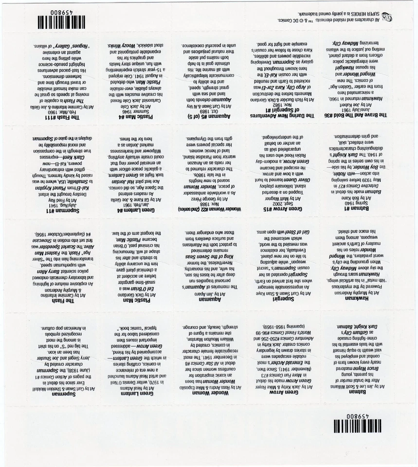 Scott #4084 DC Super Heroes (Superman, Batman) 39¢ Sheet of 20 Stamps - MNH - Image 3 of 3