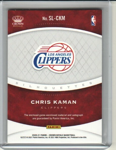 Camiseta deportiva Crown Royale 2020-21 - Chris Kaman Silhouettes automática SL-CKM Clippers 87/99 Foto 2 de 2